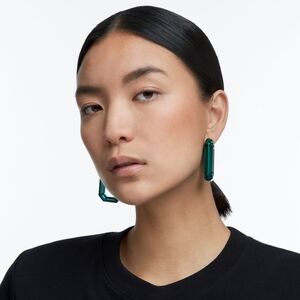NEW Swarovski Lucent hoop earrings Statement, Octagon shape, Green (large size)